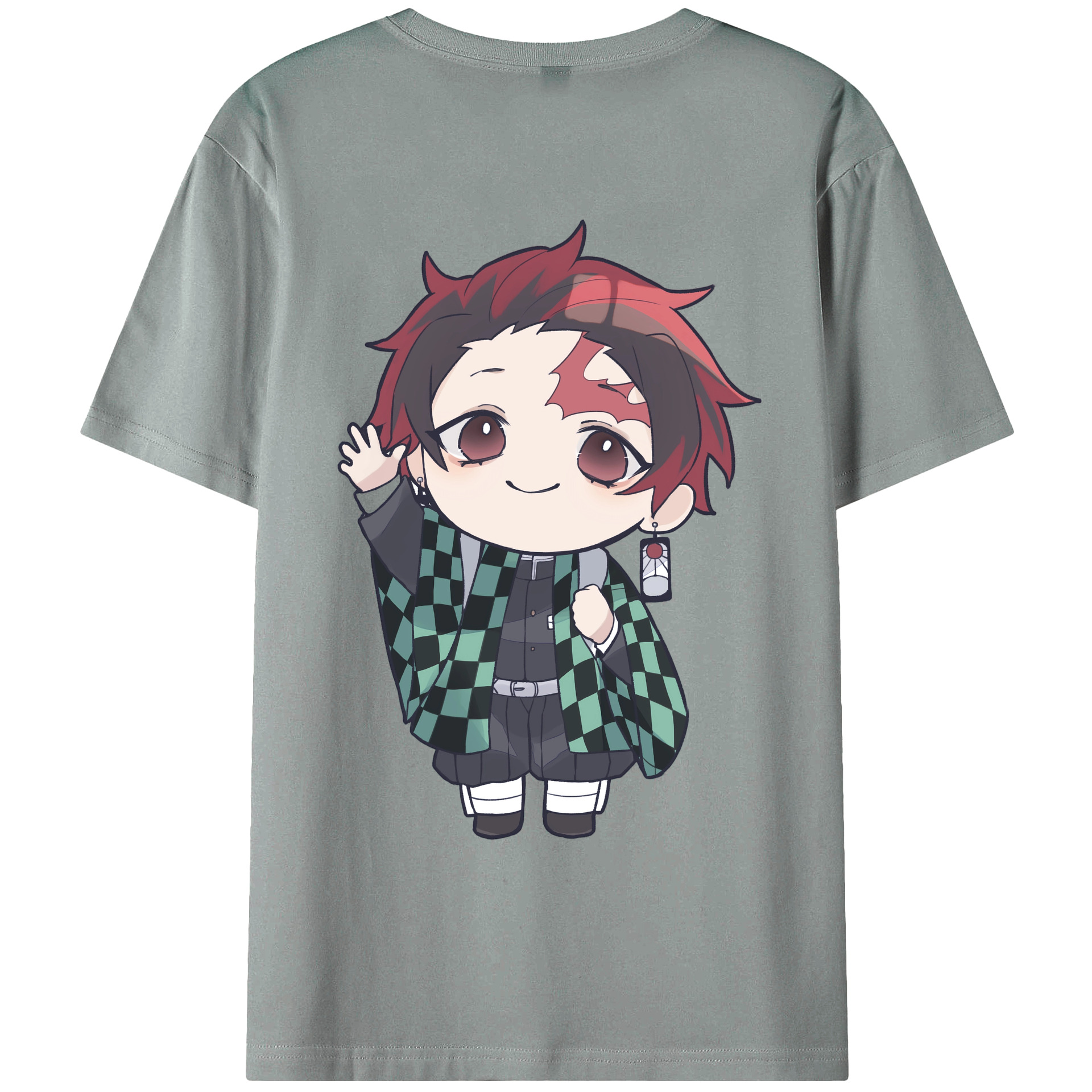 （画像用） 鬼滅の刃 竈門 炭治郎／かまど たんじろう Kamado Tanjirou 綿100％ メンズ半袖Tシャツ（バックプリント） 通気性